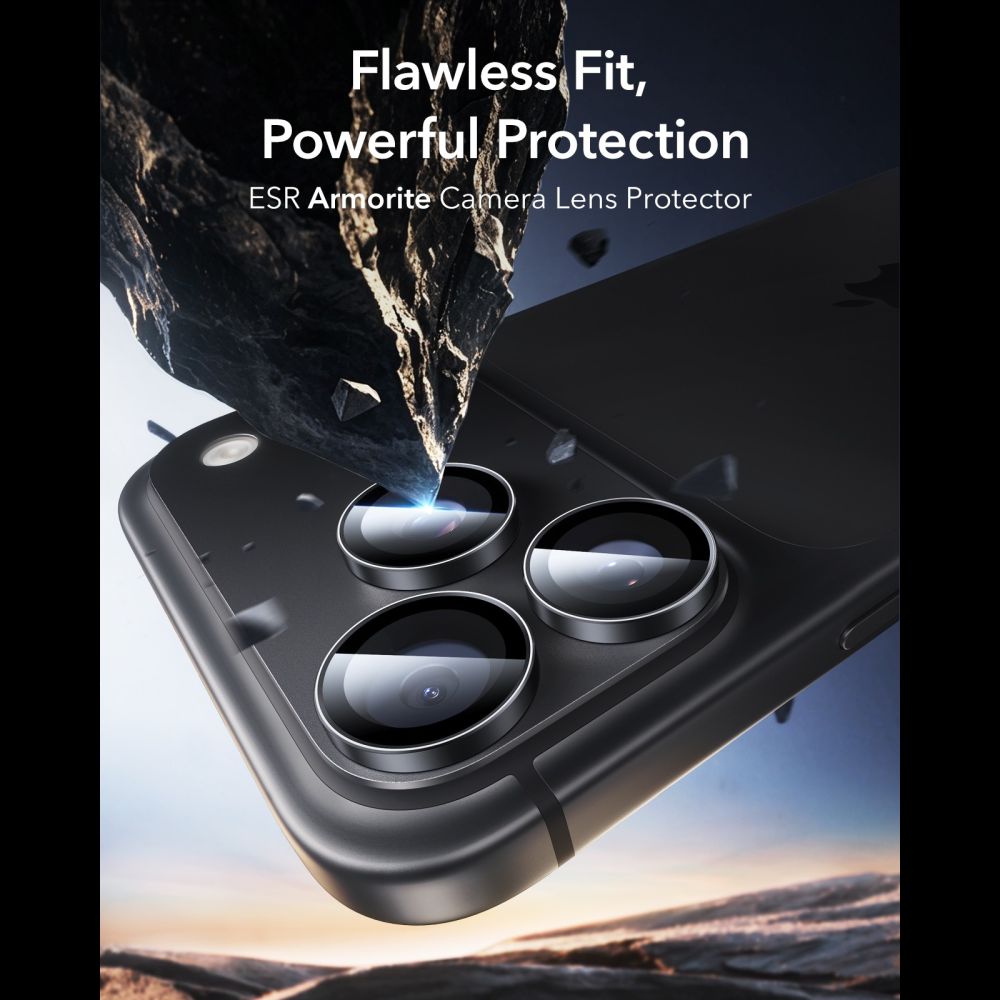 ESR iPhone 18 Pro / iPhone 18 Pro Max Αντιχαρακτικό Γυαλί για την Κάμερα - Armorite - 2 Τεμάχια - Black