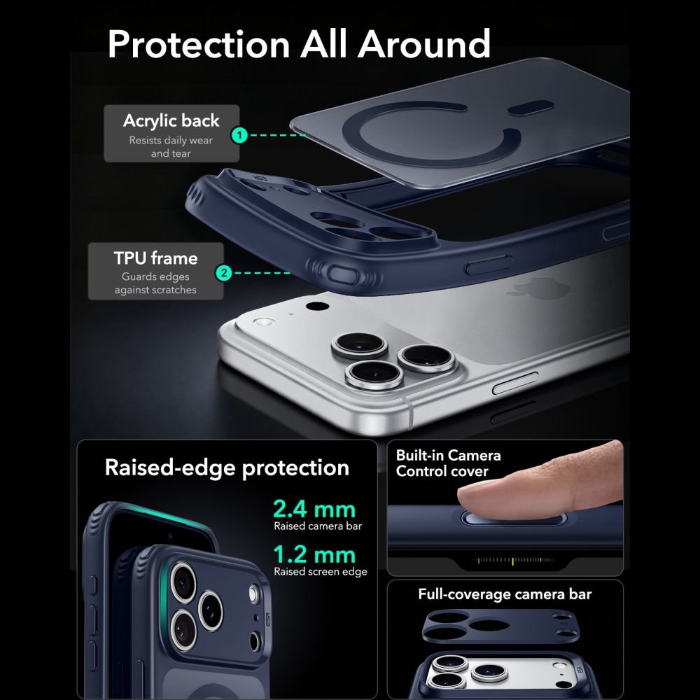 ESR iPhone 18 Pro Max / iPhone 17 Pro Max - Σκληρή Θήκη MagSafe με Πλαίσιο Σιλικόνης - Classic Hybrid - Frosted Blue