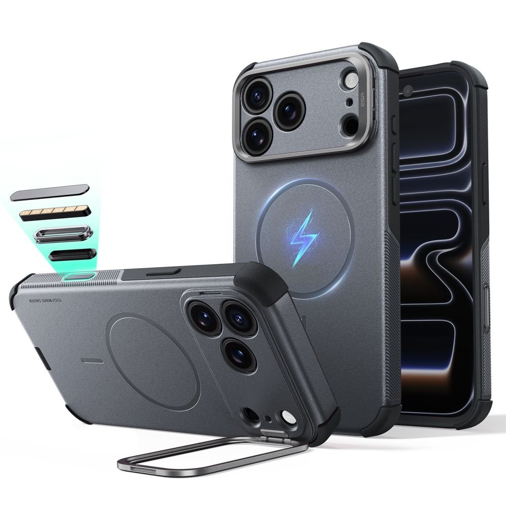 ESR iPhone 18 Pro Max / iPhone 17 Pro Max - Σκληρή Θήκη MagSafe με Πλαίσιο Σιλικόνης και Σταντ - Cyber Tough Kickstand - Grey