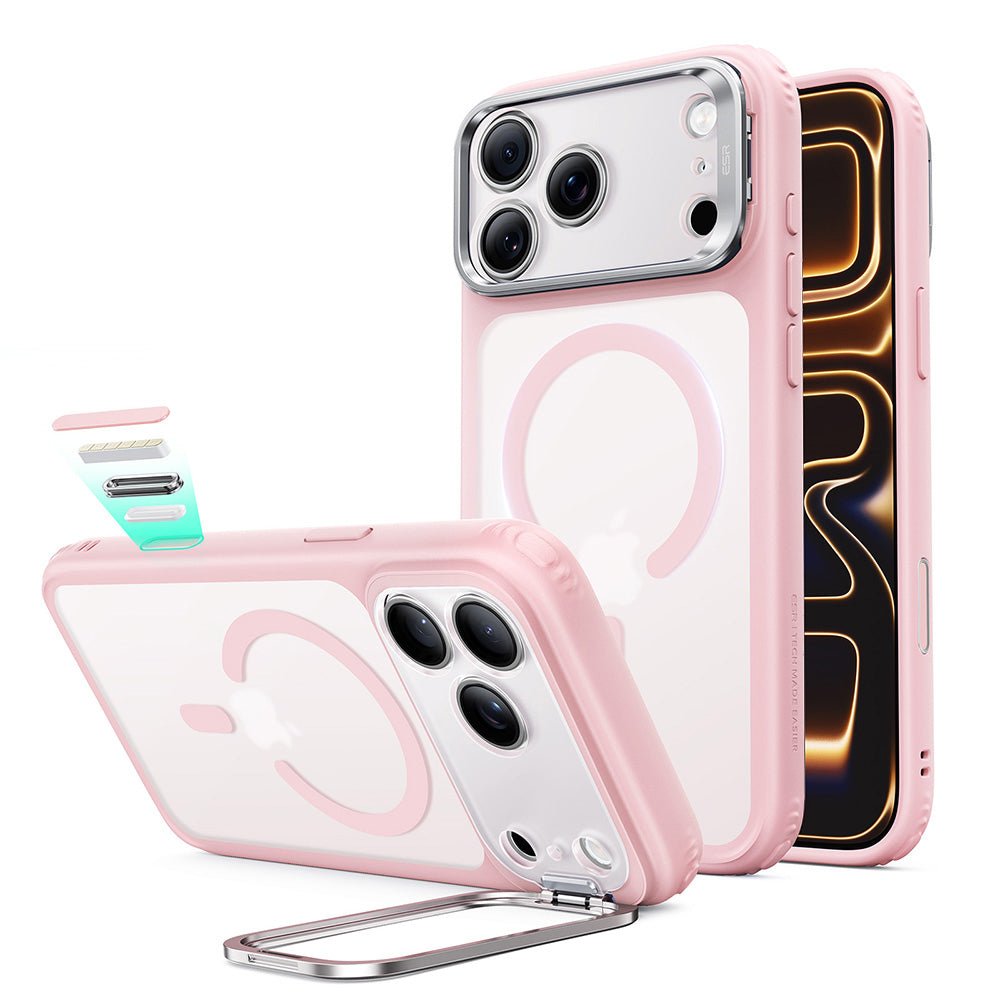 ESR iPhone 18 Pro Max / iPhone 17 Pro Max - Σκληρή Θήκη με Πλαίσιο Σιλικόνης και Stand - Classic Hybrid HaloLock Kickstand - Frosted Bubblegum Pink