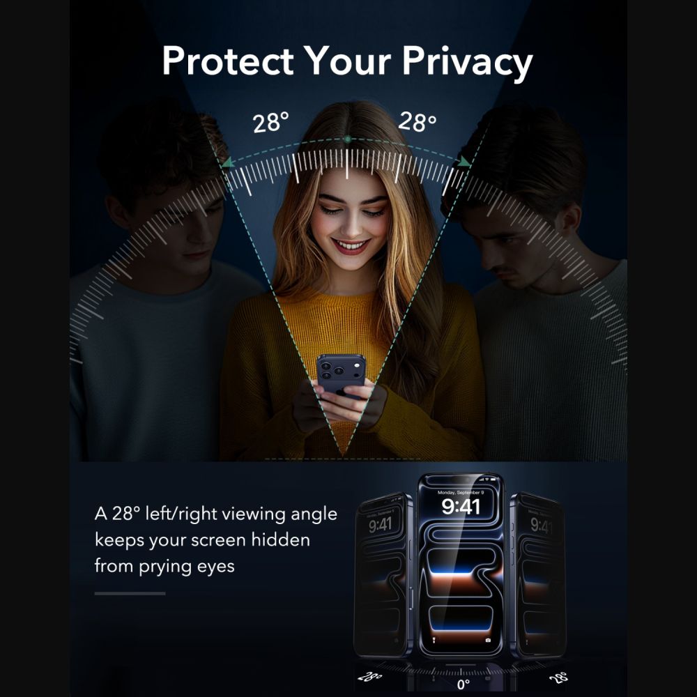 ESR iPhone 18 Pro Max - Privacy Αντιχαρακτικό Γυαλί Οθόνης - UltraFit Armorite - 2 Τεμάχια - Privacy