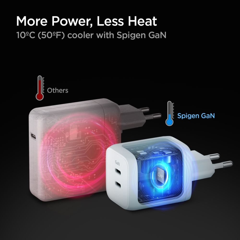 Spigen PE2106EU PowerArc PD 65W Οικιακός Φορτιστής Γρήγορης Φόρτισης με 2 Θύρες Type - C - White