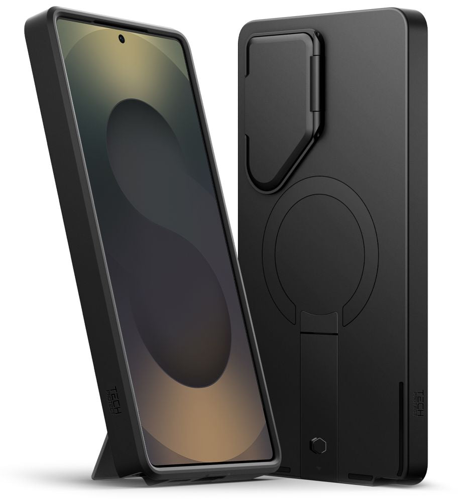 Tech - Protect Samsung Galaxy S25 Ultra - Kevlar Aura MagSafe - Σκληρή Θήκη με Ανοιγόμενο Κάλυμμα Κάμερας και Stand - Black / Orange