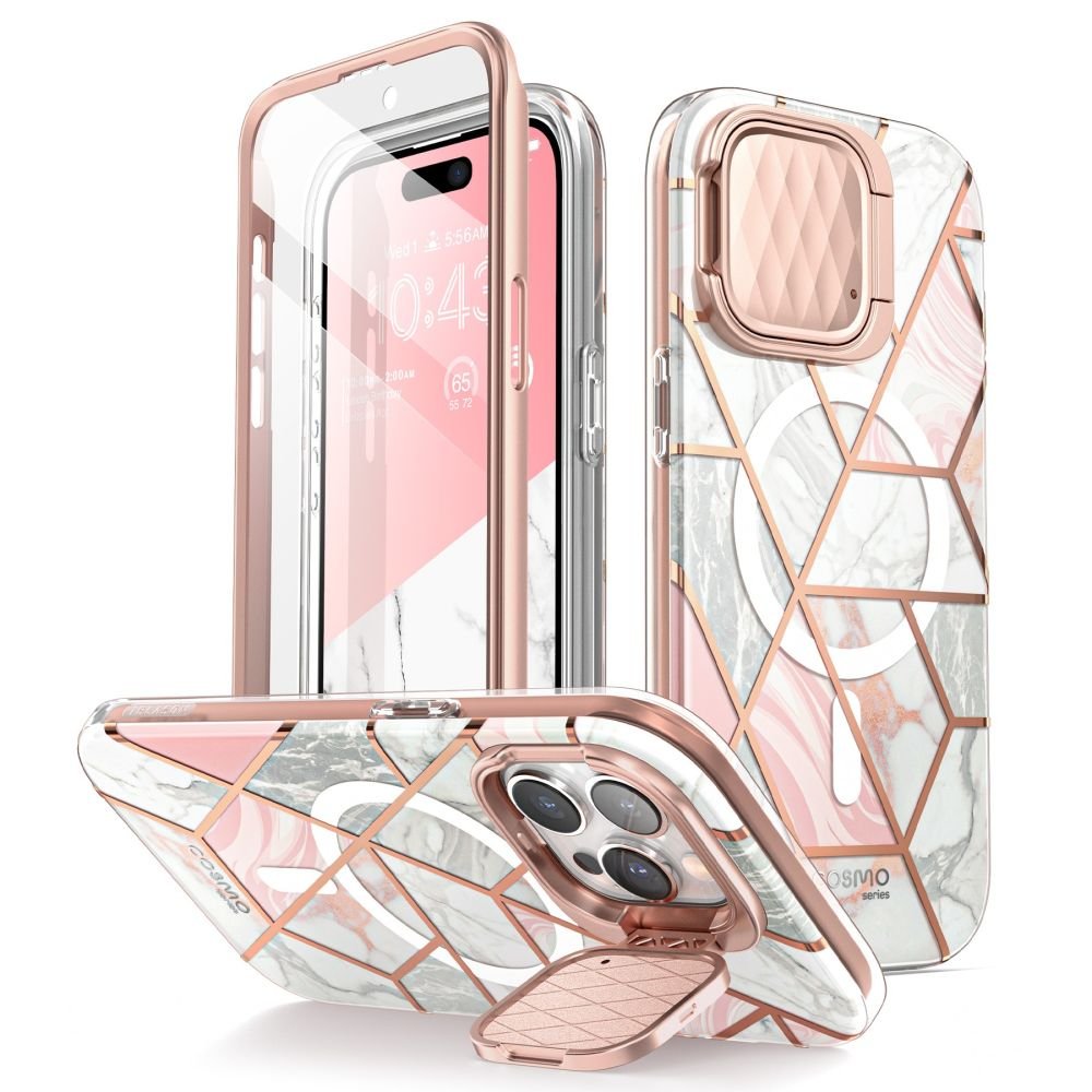 i - Blason iPhone 15 Pro Max Cosmo Mag Σκληρή Θήκη με Προστασία Οθόνης / Κάμερας και Magsafe - Marble
