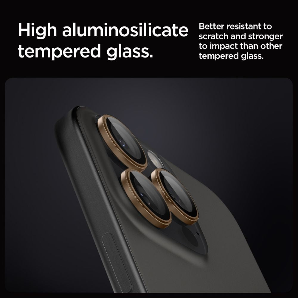 Spigen iPhone 16 Pro / iPhone 16 Pro Max Optik Pro Glas.TR EZ Fit Αντιχαρακτικό Γυαλί για την Κάμερα - 2 Τεμάχια - Desert Titanium