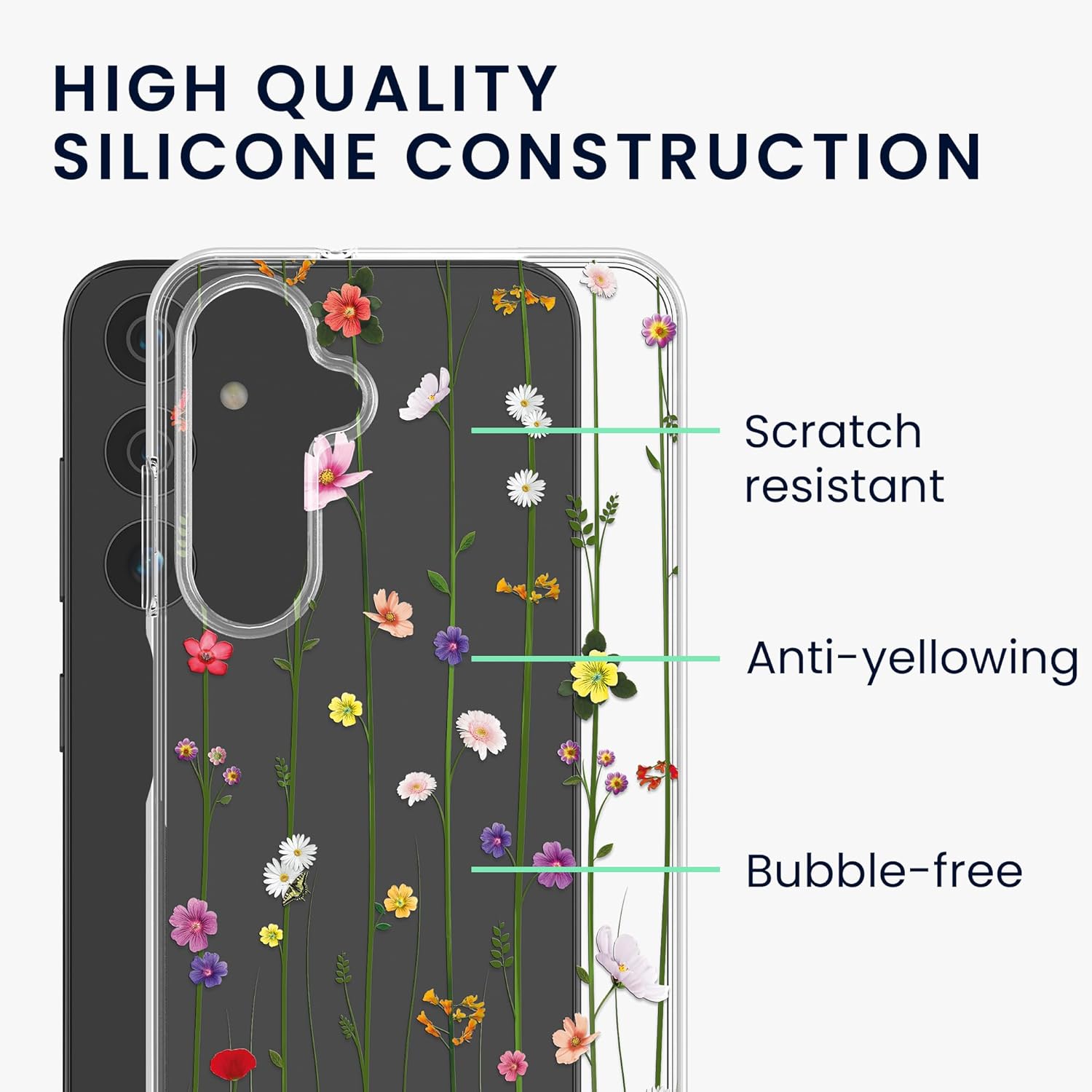 KW Samsung Galaxy A15 4G / A15 5G Λεπτή Θήκη Σιλικόνης TPU - Design Wild Flowers Tendril - Multicoloured / Διάφανη