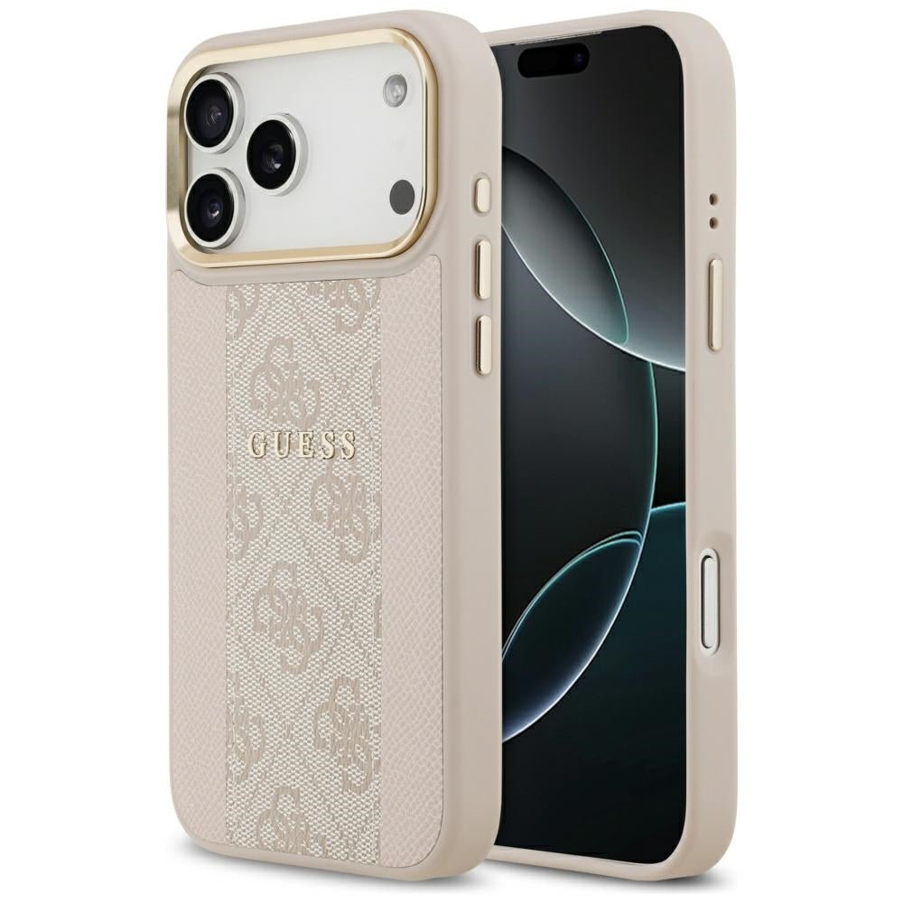 Guess iPhone 17 Pro Max - 4G Stripe MagSafe - Θήκη με Επένδυση Συνθετικού Δέρματος - Pink - GUHMP17XPG4SEMCP