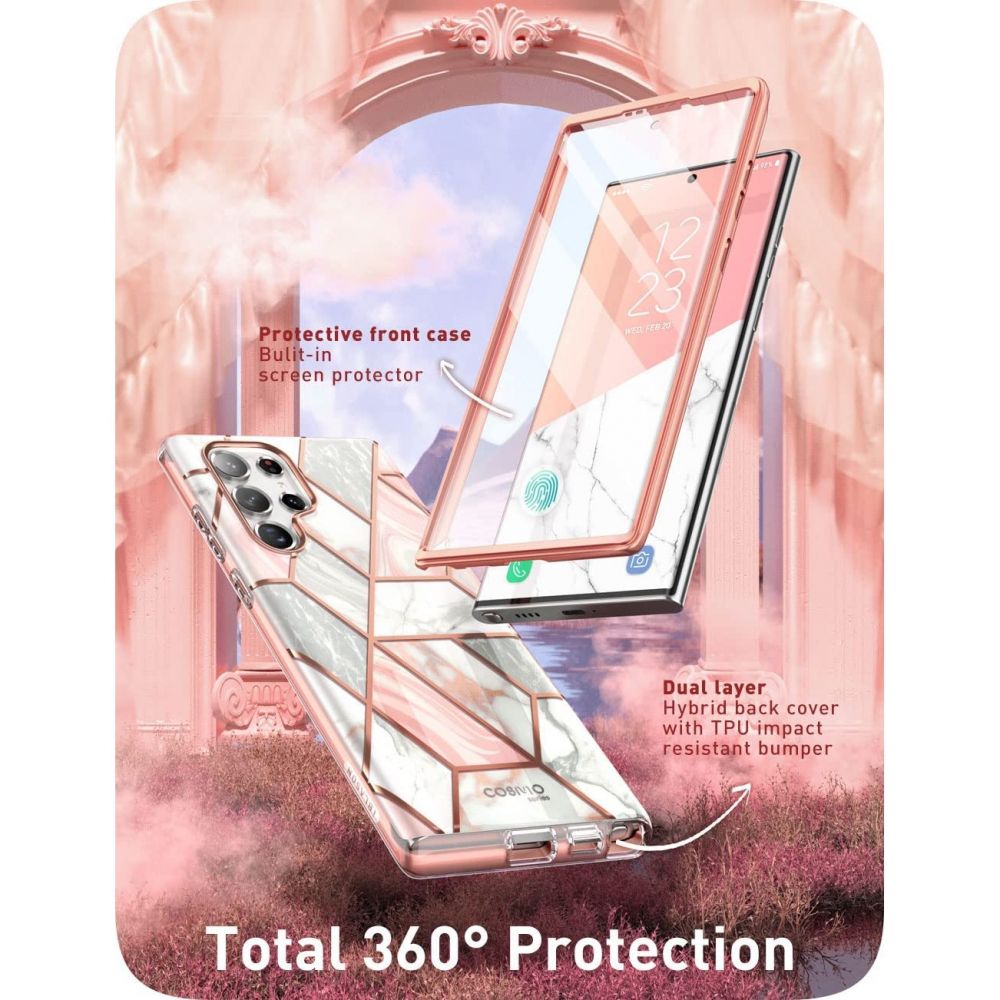 i - Blason Samsung Galaxy S22 Ultra Cosmo Σκληρή Θήκη με Πλαίσιο Σιλικόνης και Προστασία Οθόνης - Marble