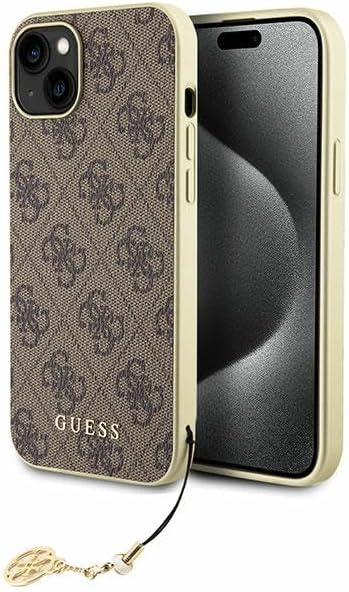 Guess iPhone 15 - 4G Charms Collection Θήκη με Επένδυση Συνθετικού Δέρματος - Brown - GUHCP15SGF4GBR