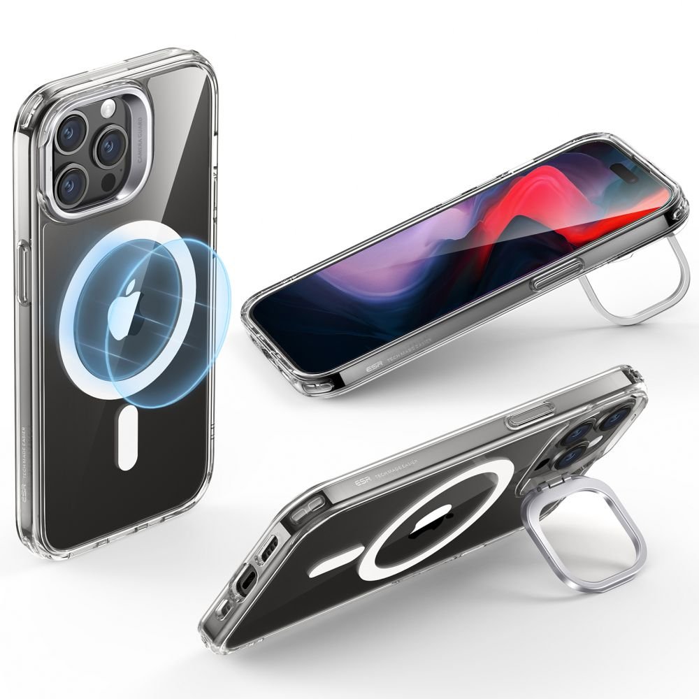 ESR iPhone 15 Pro Max Classic Kickstand Halolock MagSafe Σκληρή Θήκη με Πλαίσιο Σιλικόνης και Stand - Διάφανη