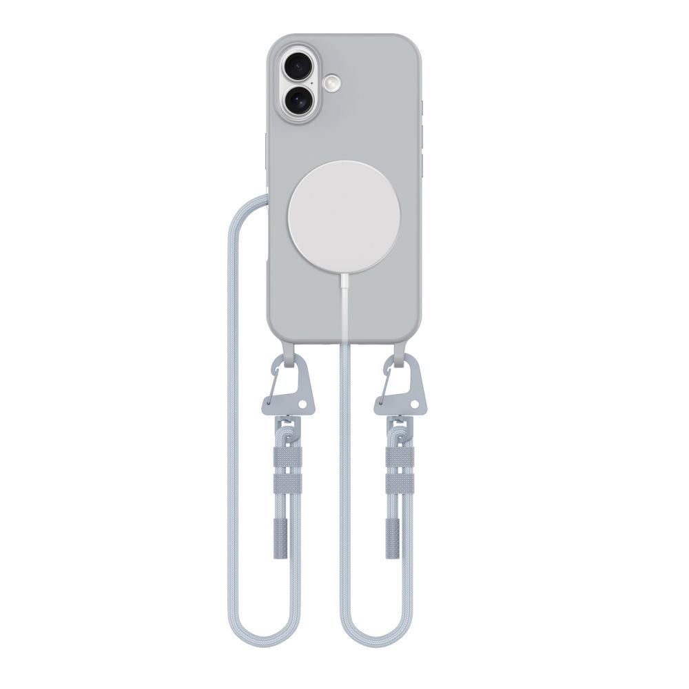 Tech - Protect iPhone 16 MagNecklace - MagSafe Θήκη Σιλικόνης TPU με Pυθμιζόμενο Αποσπώμενο Κορδόνι - Crayon Grey