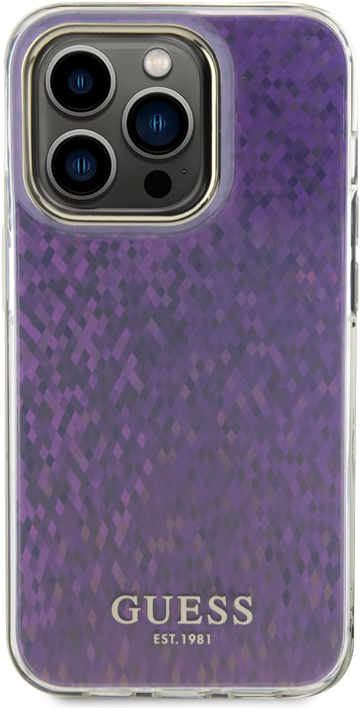 Guess iPhone 15 Pro IML Faceted Mirror Disco Iridescent Σκληρή Θήκη με Πλαίσιο Σιλικόνης - Pink - GUHCP15LHDECMP