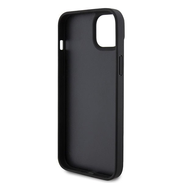 Guess iPhone 15 Leather 4G Diamond Triangle Θήκη με Επένδυση Συνθετικού Δέρματος - Black - GUHCP15SP4TDPK