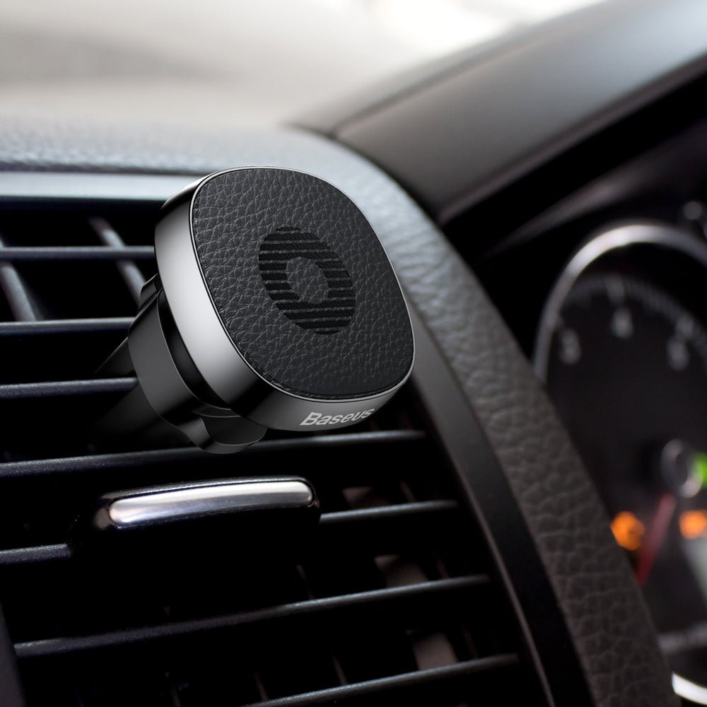Baseus Privity Pro Air Vent Magnetic Car Mount Holder for Smartphones / iPhones - Μαγνητική Βάση Αυτοκινήτου Αεραγωγού με Δέρμα - Black - SUMQ - PR01