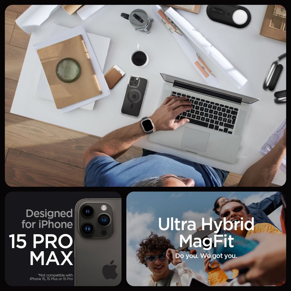 Spigen iPhone 15 Pro Max Ultra Hybrid Mag Σκληρή Θήκη με Πλαίσιο Σιλικόνης Και MagSafe - Carbon Fiber