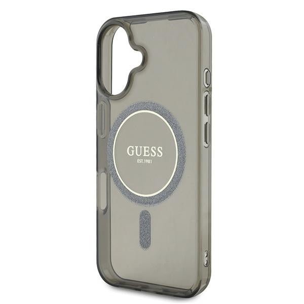 Guess iPhone 16 Plus - IML Glitter Circle MagSafe - Σκληρή Θήκη με Πλαίσιο Σιλικόνης - Black - GUHMP16MHFGEREK
