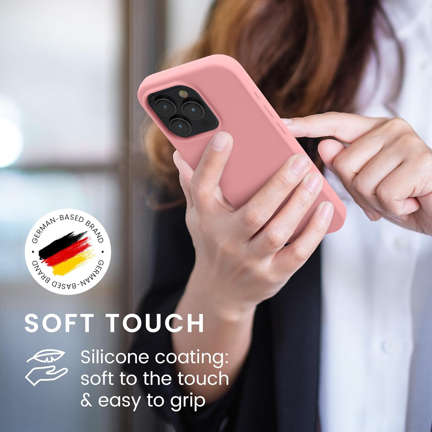 KW iPhone 15 Pro Θήκη Σιλικόνης Rubberized TPU - Light Pink