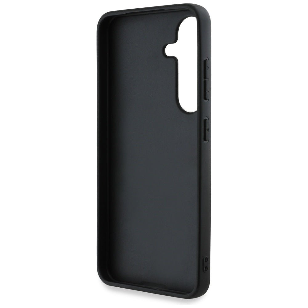 Guess Samsung Galaxy S25 Plus - Grained Big 4G Logo Small Classic Logo - Σκληρή Θήκη με Επένδυση από Οικολογικό Δέρμα - Black - GUHCS25MPGT4MBK