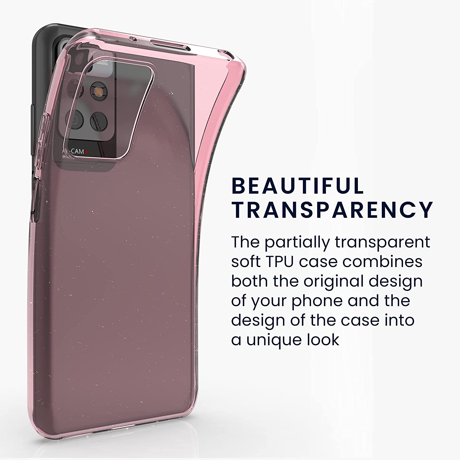 KW Xiaomi Redmi 10 Θήκη Σιλικόνης TPU Design Glitter Uniform - Διάφανη / Silver Pink - 56839.02