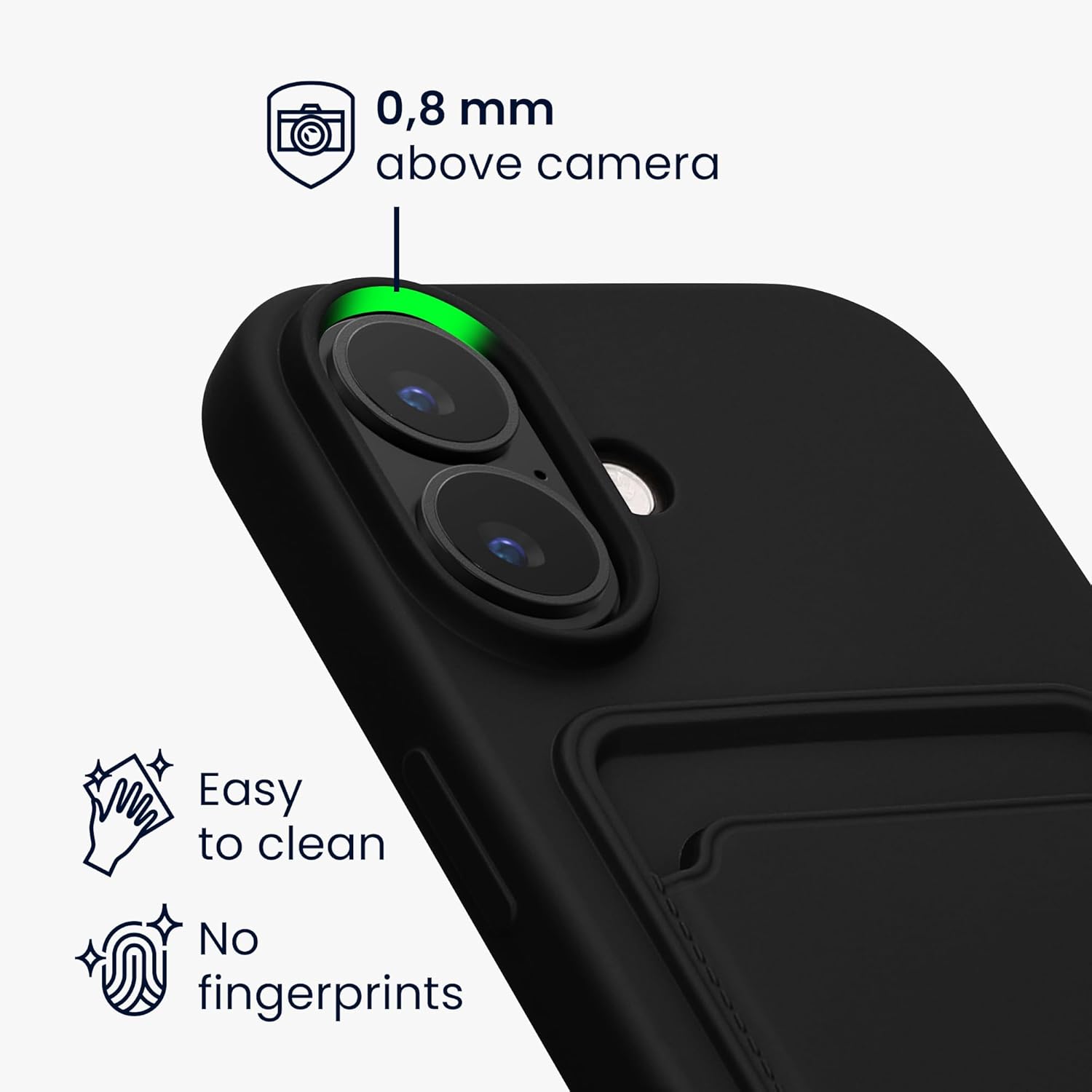 KW iPhone 16 Θήκη Σιλικόνης TPU με Υποδοχή για Κάρτα - Black