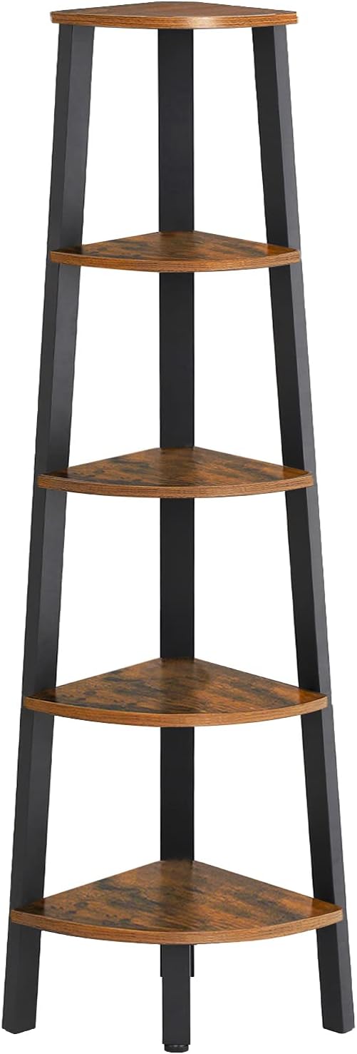 Vasagle Γωνιακή Ραφιέρα με 5 Ράφια - ‎Vintage Brown / Black - LLS35X