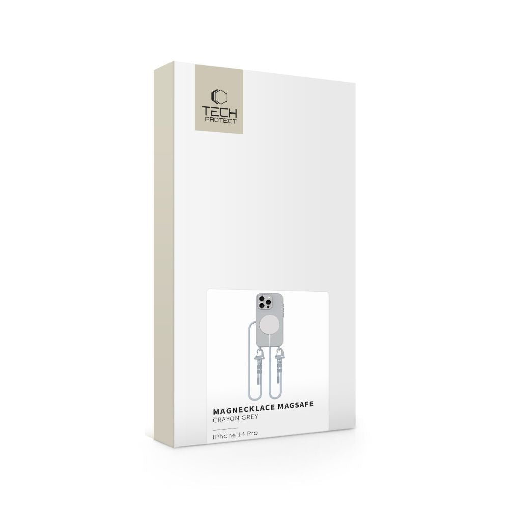 Tech - Protect iPhone 14 Pro MagNecklace - MagSafe Θήκη Σιλικόνης TPU με Pυθμιζόμενο Αποσπώμενο Κορδόνι - Crayon Grey