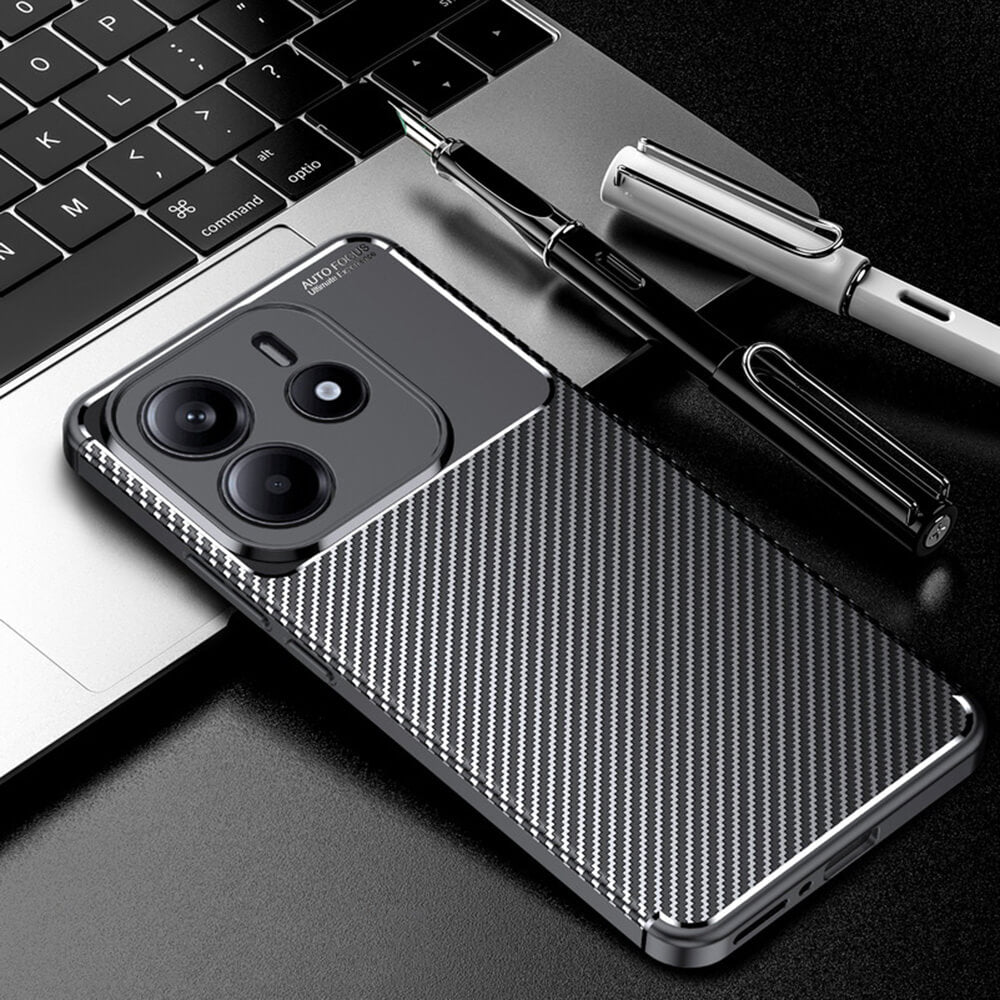 Techsuit Xiaomi Redmi Note 14 5G - CarbonFiber - Θήκη Σιλικόνης - Black