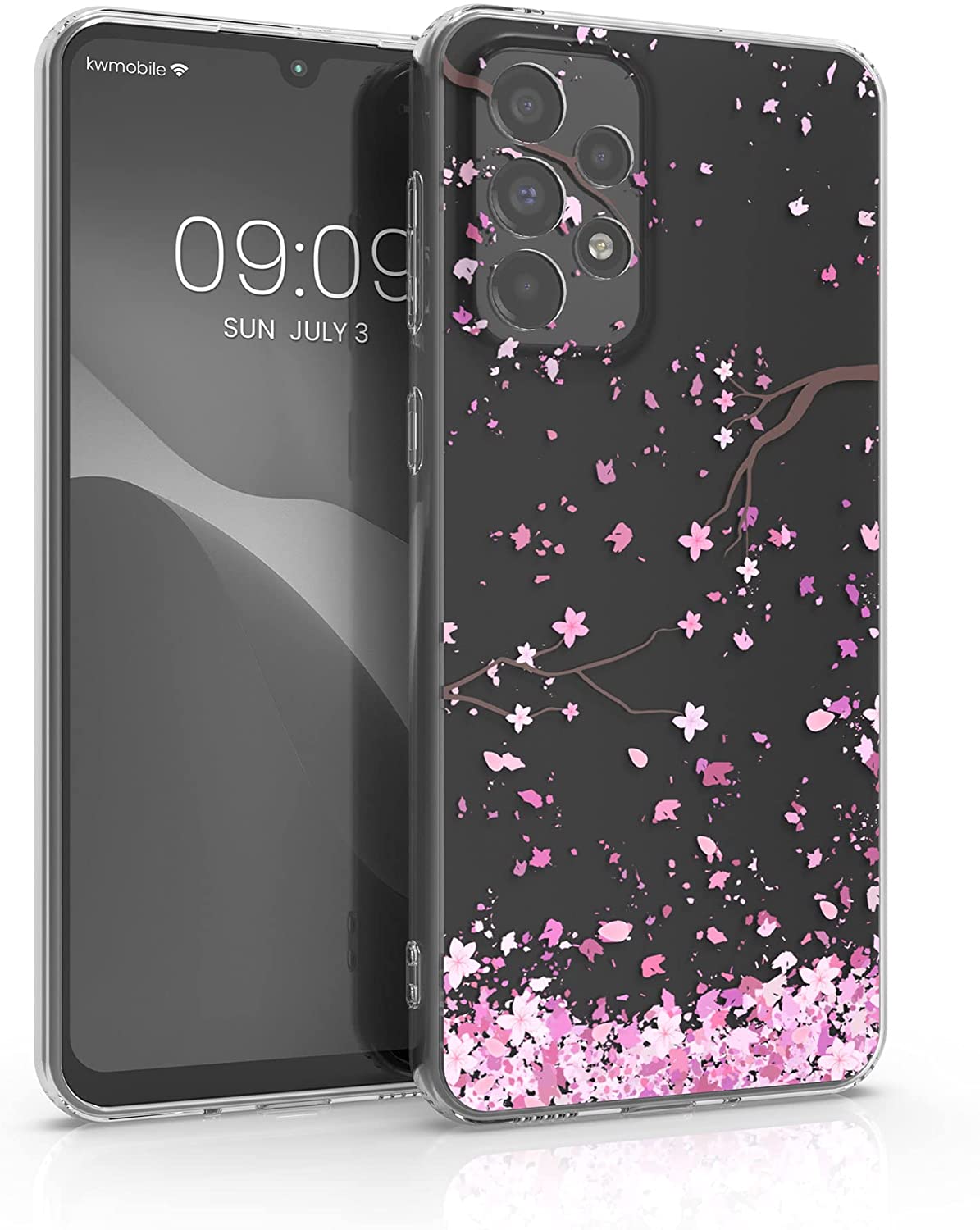 KW Samsung Galaxy A33 5G Θήκη Σιλικόνης TPU Design Cherry Blossoms - Light Pink / Dark Brown - Διάφανη - 58383.02