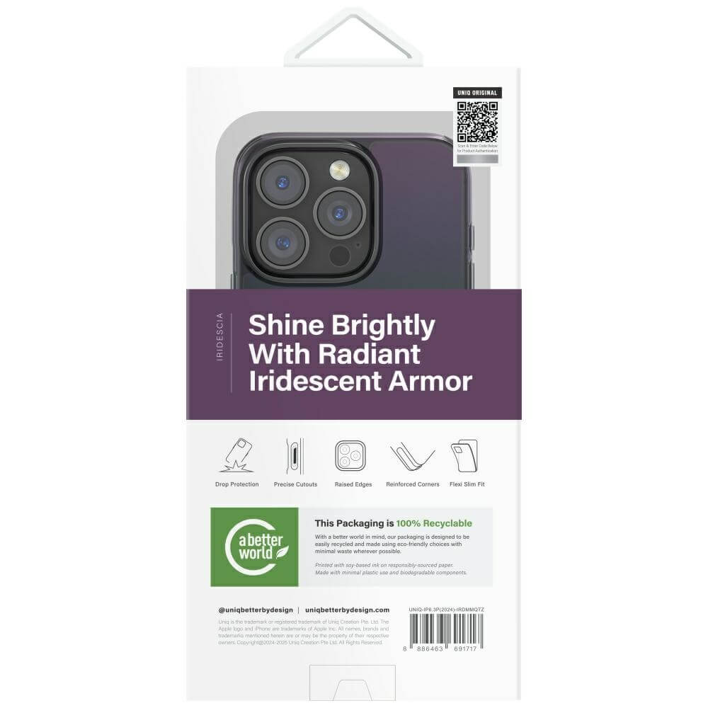Uniq iPhone 16 Pro - Iridescia - Σκληρή Θήκη με Πλαίσιο Σιλικόνης και MagSafe - Midnight