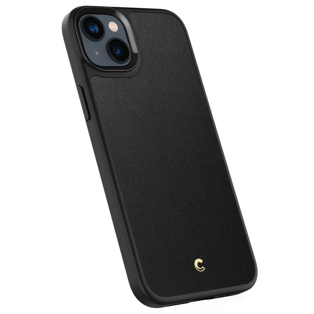 Spigen Cyrill iPhone 14 Plus / iPhone 15 Plus Kajuk Mag Θήκη με Επένδυση Συνθετικού Δέρματος και MagSafe - Black