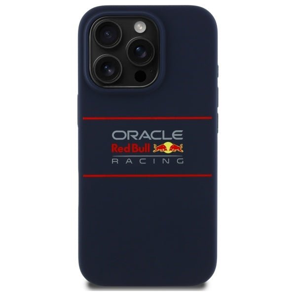 Red Bull iPhone 16 Pro - Silicone Horizontal Logo - MagSafe Σκληρή Θήκη με Πλαίσιο Σιλικόνης - Navy - RBHMP16L24SIHSRV