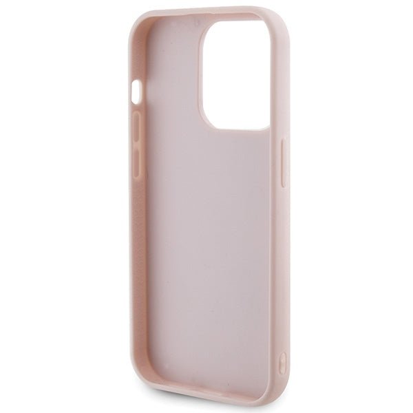 Guess iPhone 15 Pro Max - Quilted Metal Logo Θήκη με Επένδυση Συνθετικού Δέρματος - Pink - GUHCP15XPSQSQSP