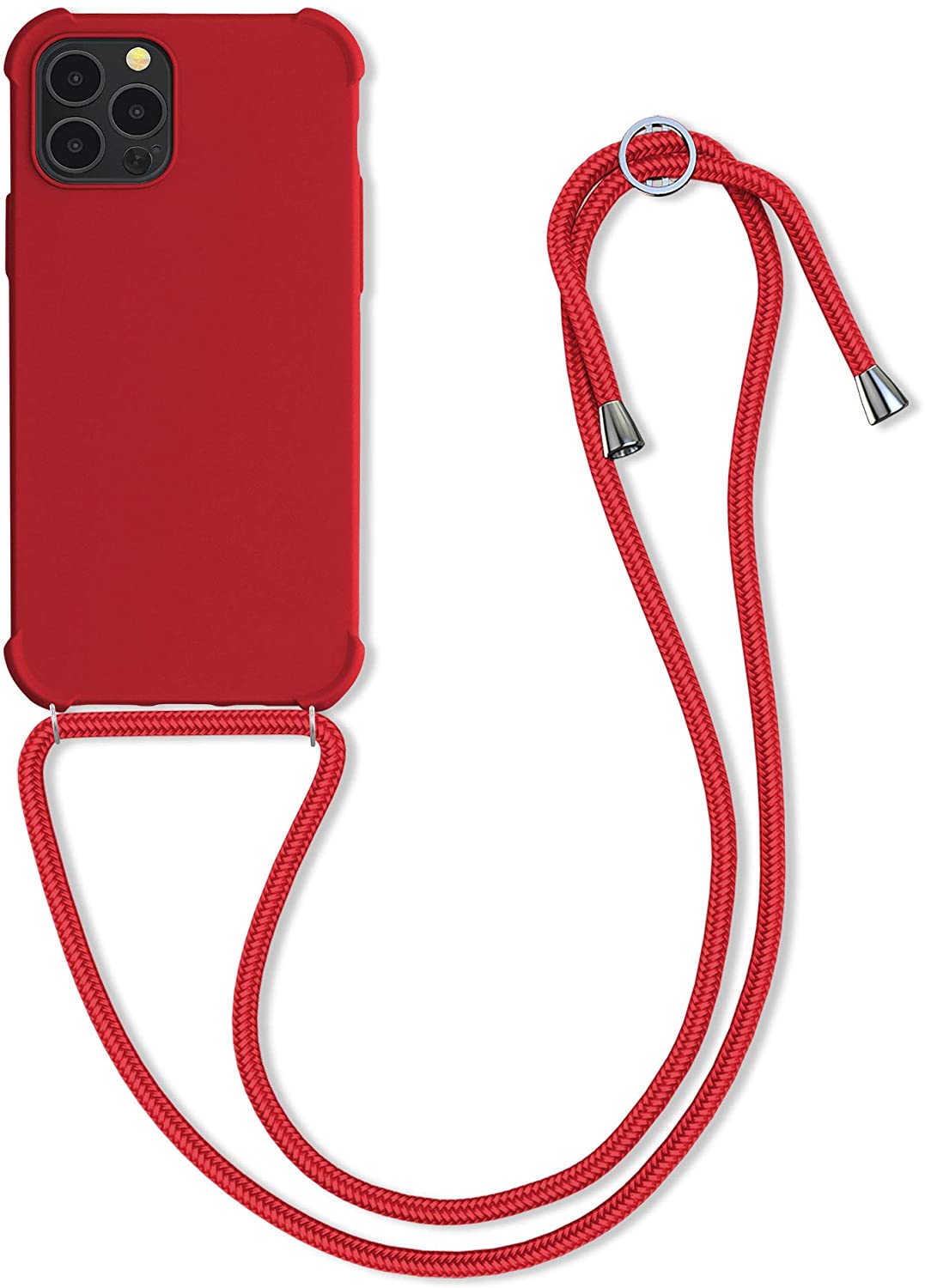 KW iPhone 12 / iPhone 12 Pro Θήκη Σιλικόνης TPU με Λουράκι - Red Matte - 53840.09