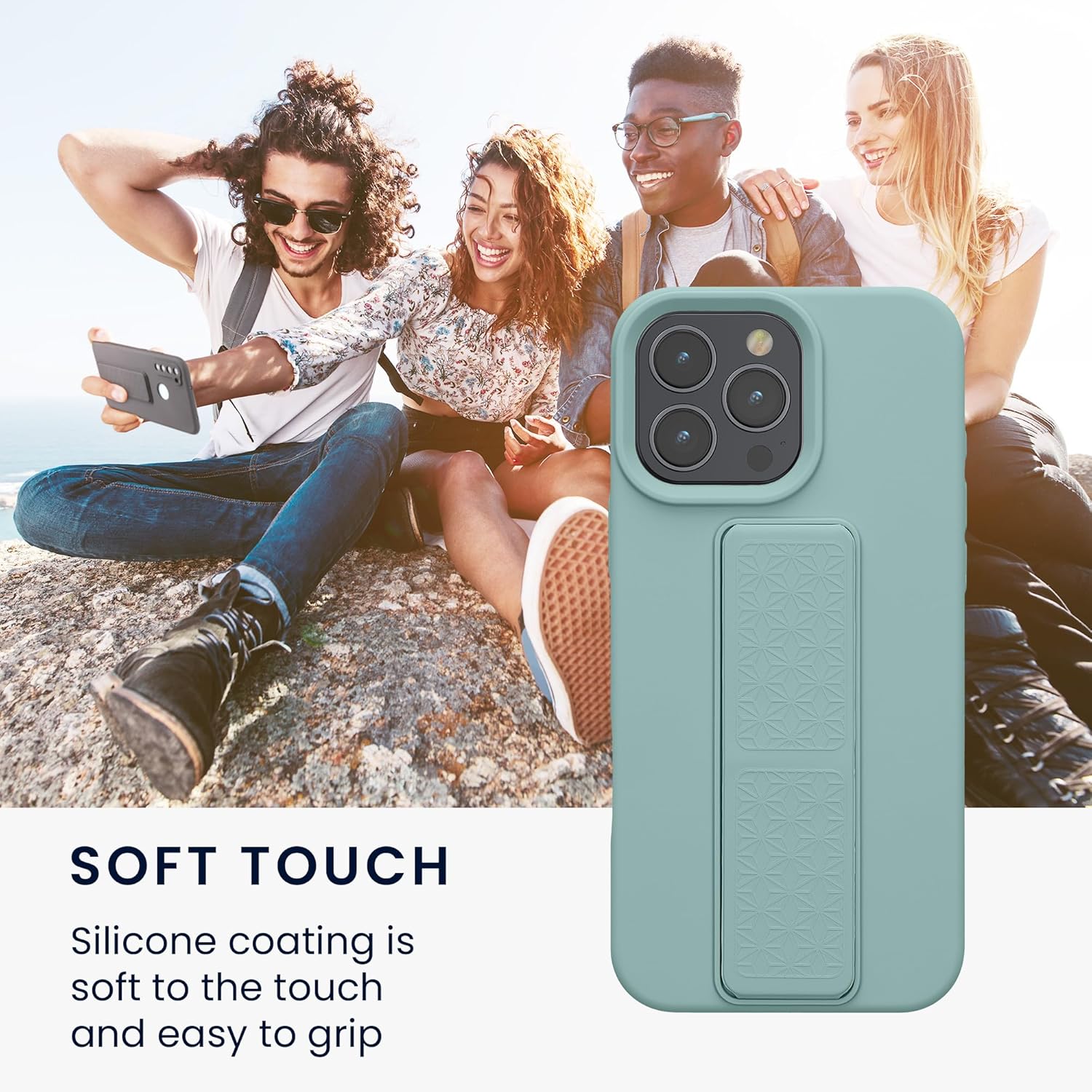KW iPhone 16 Pro Max Θήκη Σιλικόνης TPU με Finger Holder - Mint Green
