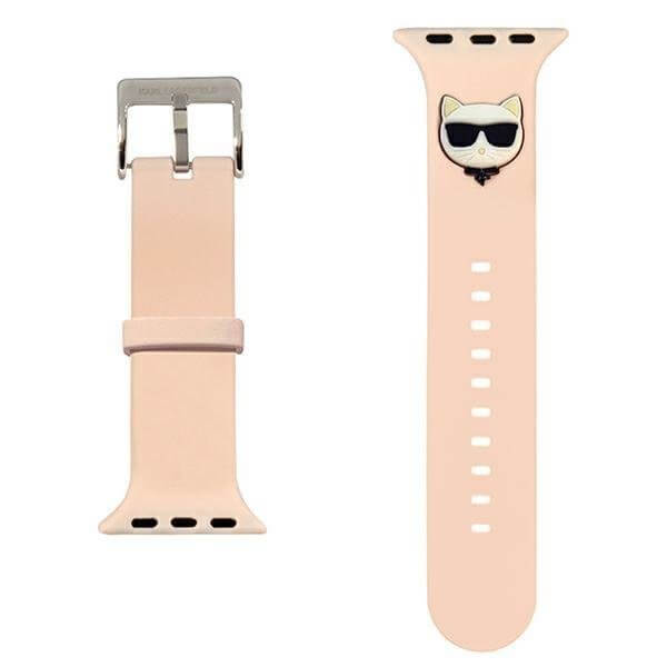 Karl Lagerfeld Λουράκι Apple Watch 2 / 3 / 4 / 5 / 6 / 7 / 8 / 9 / SE / ULTRA 1 / ULTRA 2 - 42 / 44 / 45 / 49 mm Silicone Choupette Heads Σιλικόνης - Pink - KLAWLSLCP