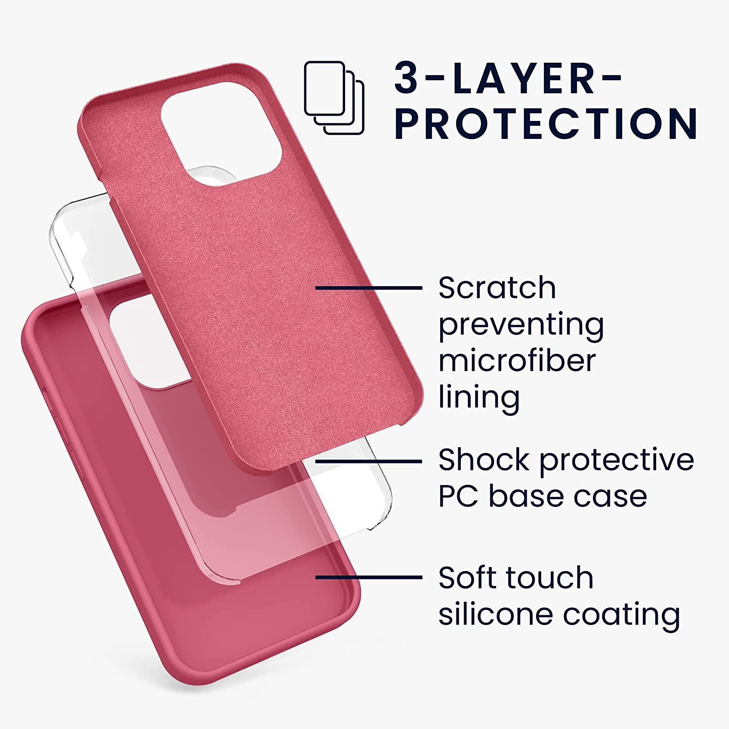 KW iPhone 13 Pro Θήκη Σιλικόνης Rubberized TPU - Awesome Pink - 55880.238