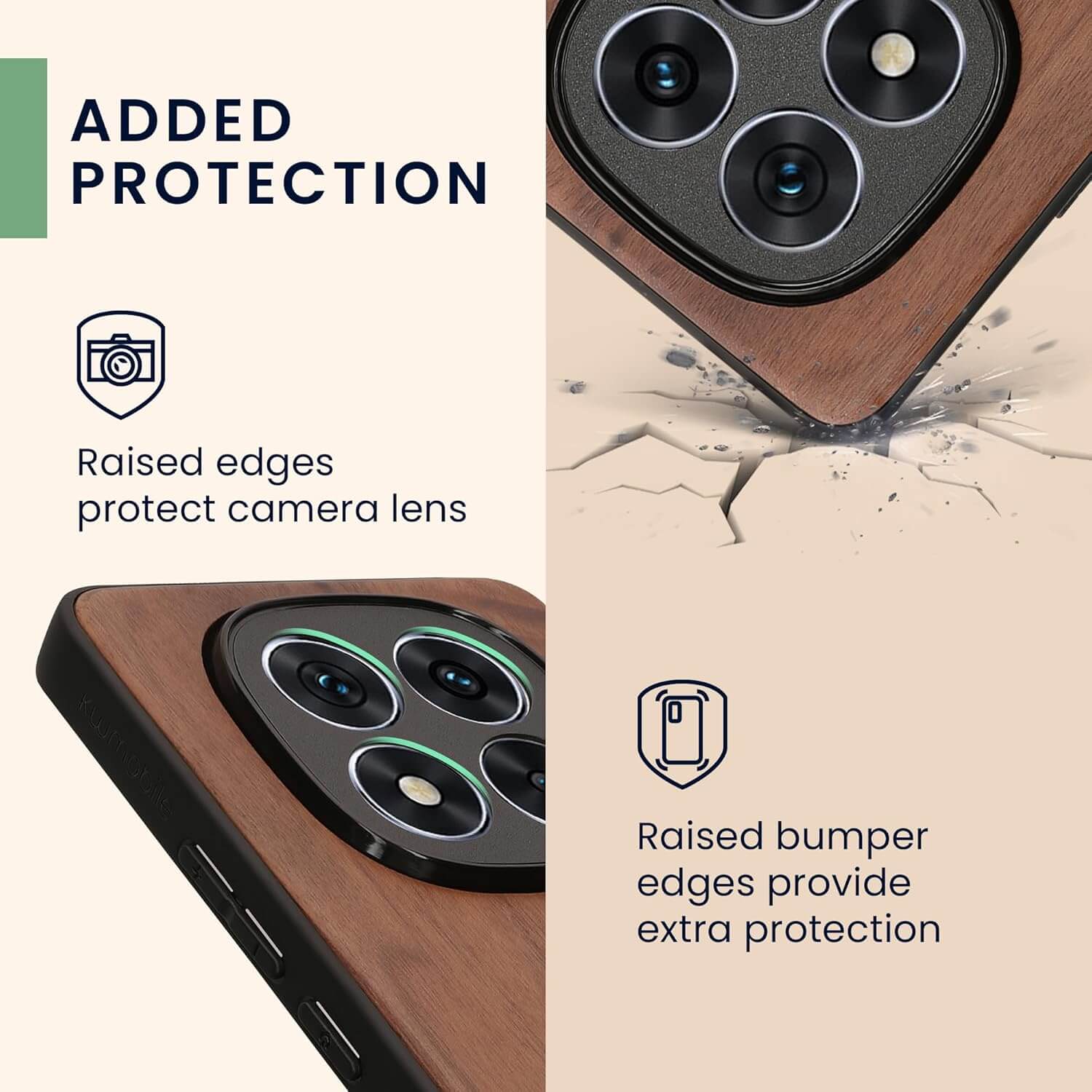 KW Xiaomi Redmi Note 14 Pro+ 5G Θήκη από Φυσικό Ξύλο - Design Compass Vintage - Dark Brown