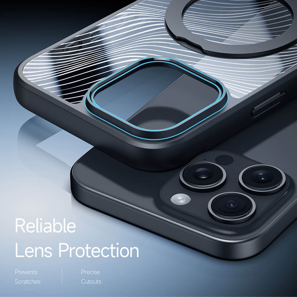 Dux Ducis iPhone 16 Pro Aimo MagSafe Magnetic Stand Σκληρή Θήκη με Πλαίσιο Σιλικόνης και MagSafe - Black