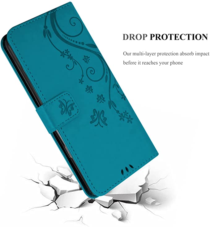 Cadorabo iPhone 13 Pro Θήκη Πορτοφόλι Stand από Δερματίνη - Floral - Blue