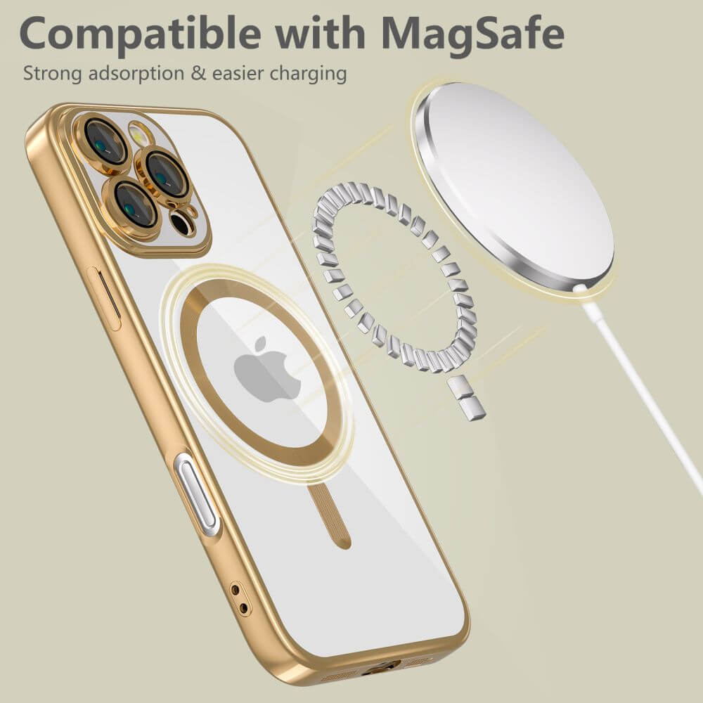 Tech - Protect iPhone 16 Pro MagFlex Θήκη Σιλικόνης TPU με MagSafe - Διάφανη / Shiny Gold