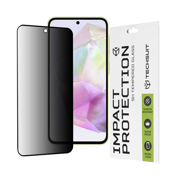 Techsuit Samsung Galaxy A35 5G / A55 5G / M35 - Privacy Προστασία Οθόνης - Full Screen Full Glue Αντιχαρακτικό Γυαλί Tempered Glass - Μαύρο