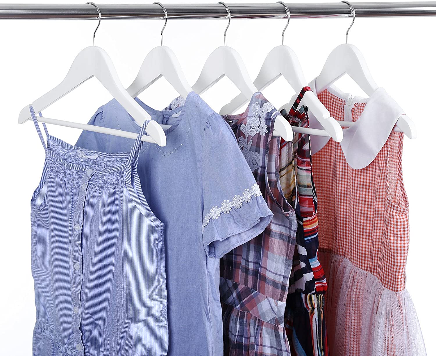 Songmics Σετ με 20 Παιδικές Ξύλινες Κρεμάστρες Ρούχων - White - CRW06W - 20