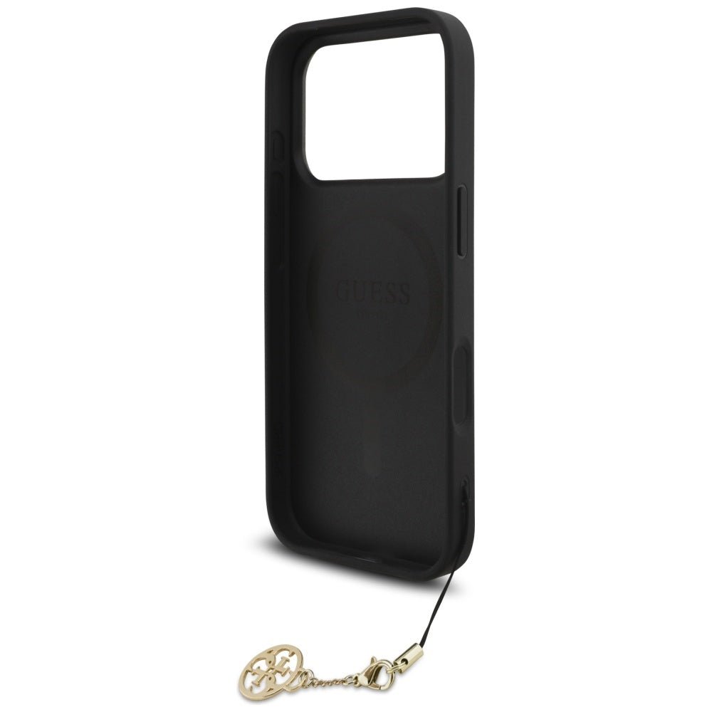 Guess iPhone 17 Pro - 4G Charms Collection MagSafe - Θήκη με Επένδυση Συνθετικού Δέρματος - Black - GUHMP17LGF4GCK