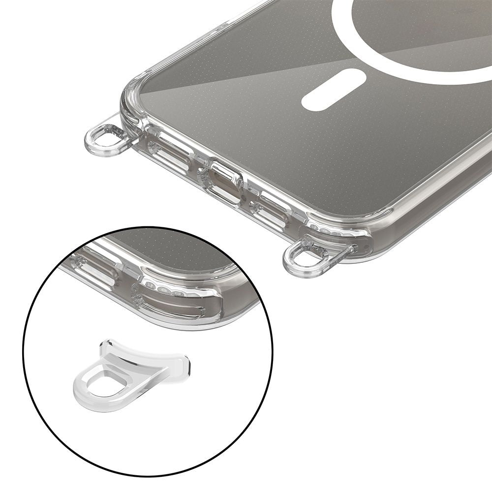 Tech - Protect iPhone 16 Pro Max Flexair Chain MagSafe Σκληρή Θήκη με Πλαίσιο Σιλικόνης και 2 Λουράκια - Διάφανη - Black / Beige