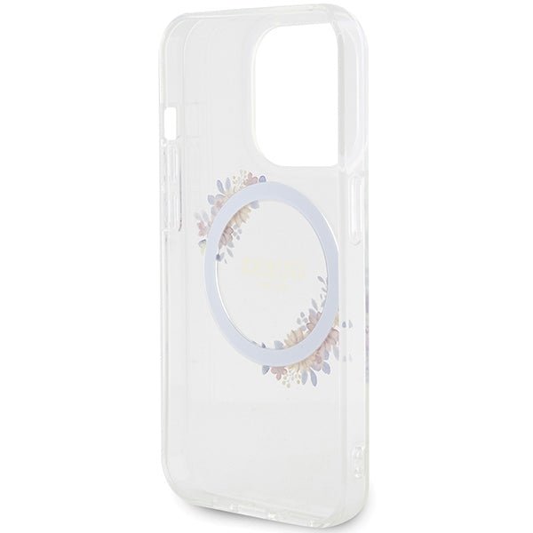Guess iPhone 15 Pro IML Flowers Wreatch MagSafe Σκληρή Θήκη με Πλαίσιο Σιλικόνης και MagSafe - Διάφανη - GUHMP15LHFWFCT
