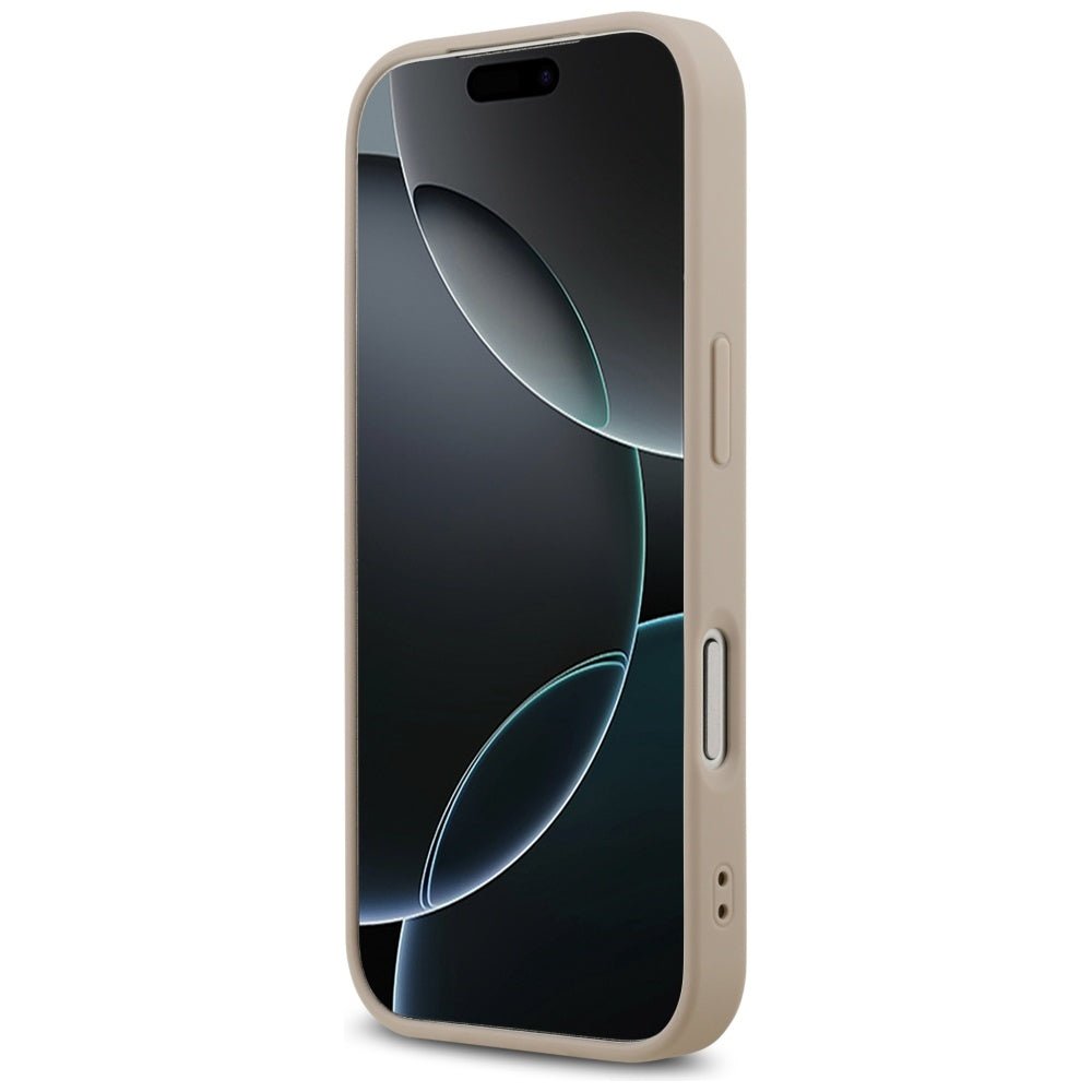 Guess iPhone 17 Pro - 4G Ring Classic Logo MagSafe - Σκληρή Θήκη με Πλαίσιο Σιλικόνης και Επένδυση Συνθετικού Δέρματος - Pink - GUHMP17LG4GFRP