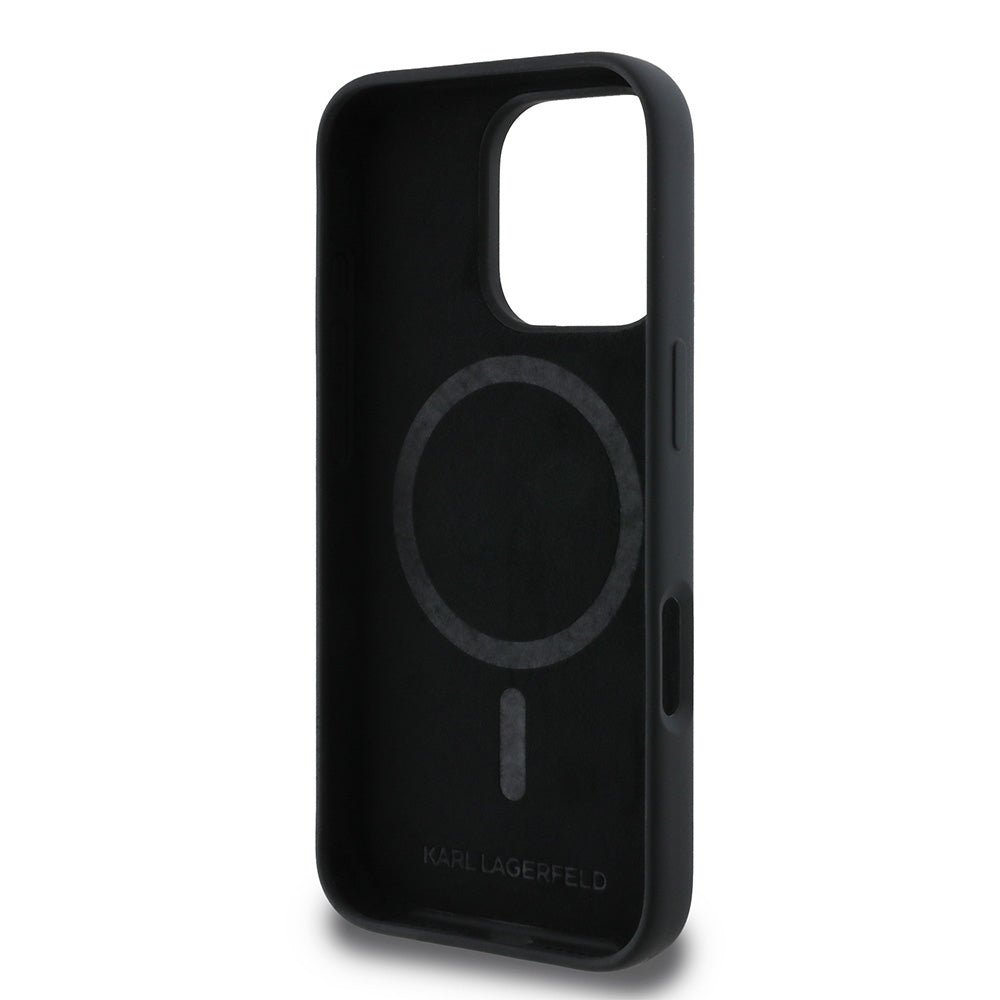 Karl Lagerfeld iPhone 16 Pro - Silicone Karl and Choupette Heads - Θήκη Σιλικόνης με MagSafe - Black - KLHMP16LSKCHTCK