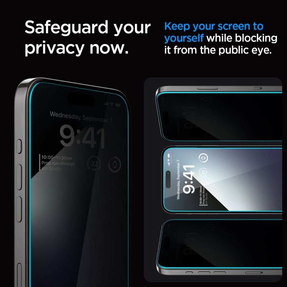 Spigen iPhone 15 Glas.TR Privacy EZ Fit 2.5D 9H Αντιχαρακτικό Γυαλί Οθόνης - Clear / Black - AGL07121