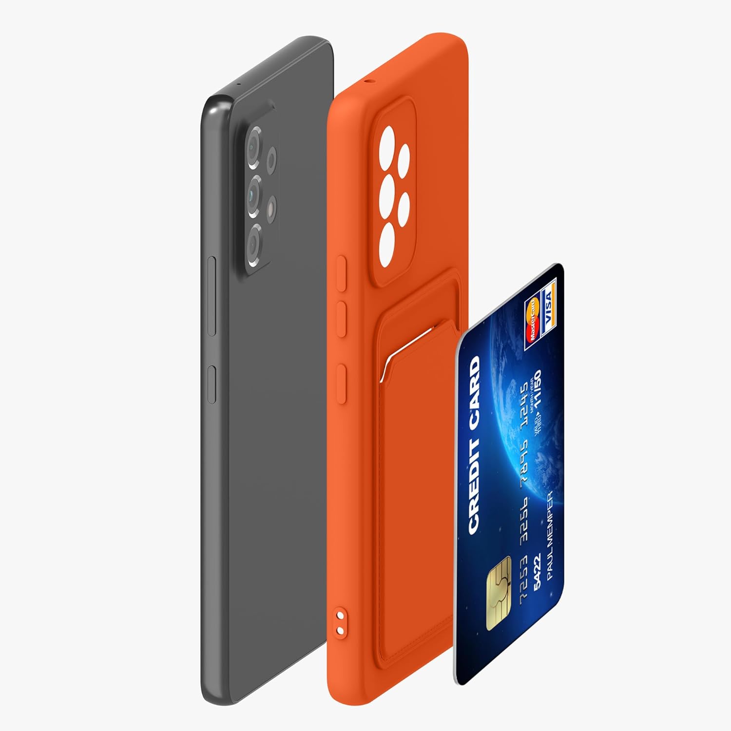 KW Samsung Galaxy A53 5G Θήκη Σιλικόνης TPU με Υποδοχή για Κάρτα - Orange