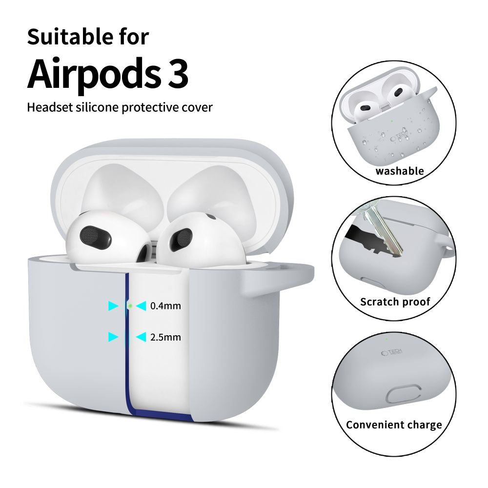 Tech - Protect AirPods 3 Θήκη Σιλικόνης - Silicone Hook - Crayon Grey